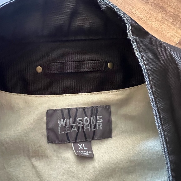 Men’s brown canvas style jacket with genuine leather trim by Wilson’s leather - Picture 10 of 13